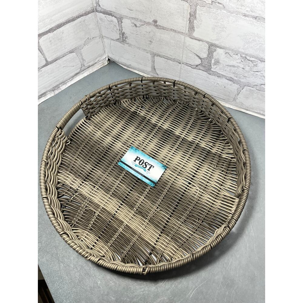 Round Rattan Gray Tray - Picture 2 of 4